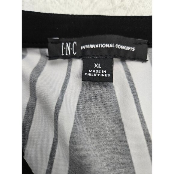 Inc International Concepts Womens Black & White Chevron Long Sleeve Top W/ Zippe - Picture 3 of 5